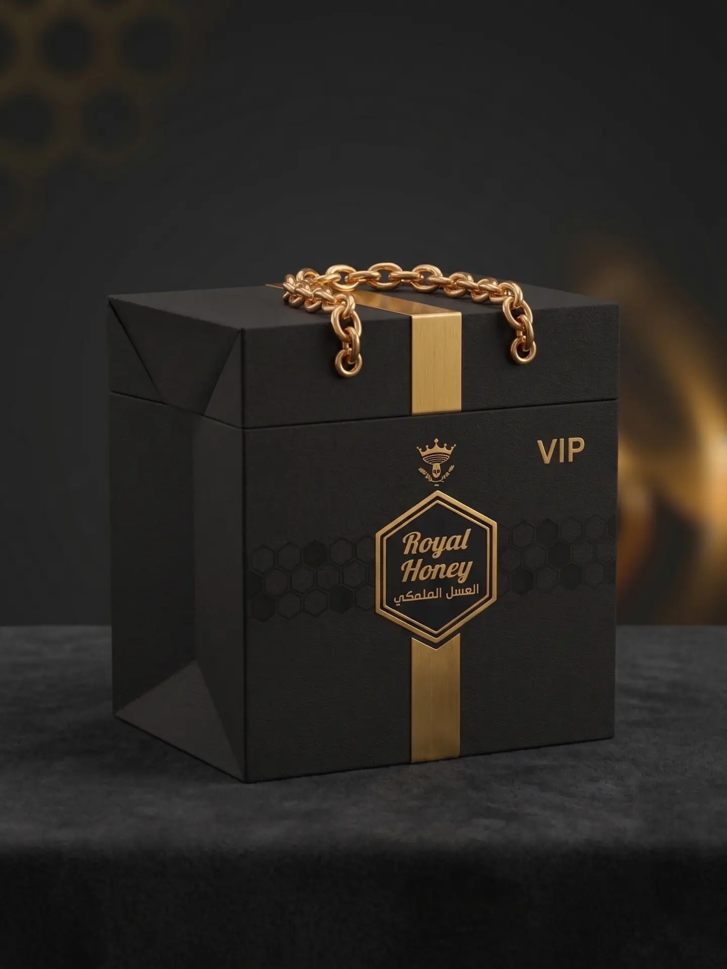 Luxury black and gold mystery bundle with a Royal Honey box and secret exclusive product